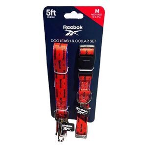 Reebok 5ft Dog Leash‎ and Collar Set Neck Size M 12.5-17" Red & Blue 2 Pack